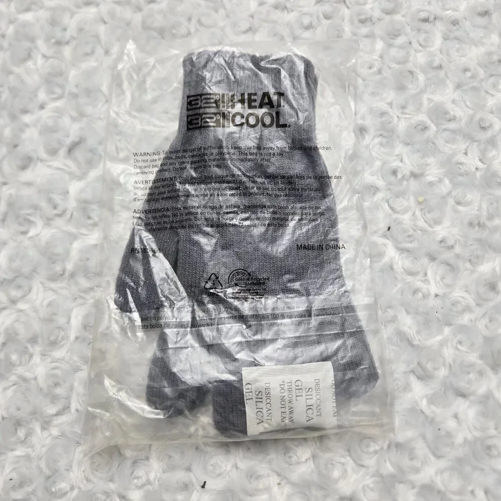 32 Degrees Heat Knit Winter Gloves Chelsea Grey Heather Xs/s NWT T5FUG001RT